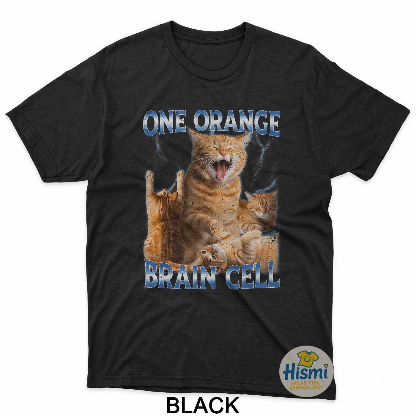 One Orange Brain Cell Funny Cat Meme Quirky Humor T-Shirt 2XL