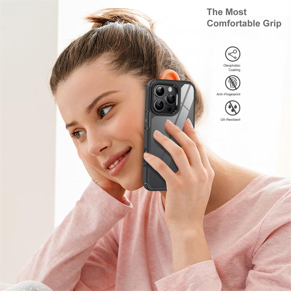 Luxury Transparent Shockproof Bumper Armor Case for iPhone 16 15 14 Plus 13 12 11 Pro Max X XS 7 8 Rugged Frame Hard Back Cover