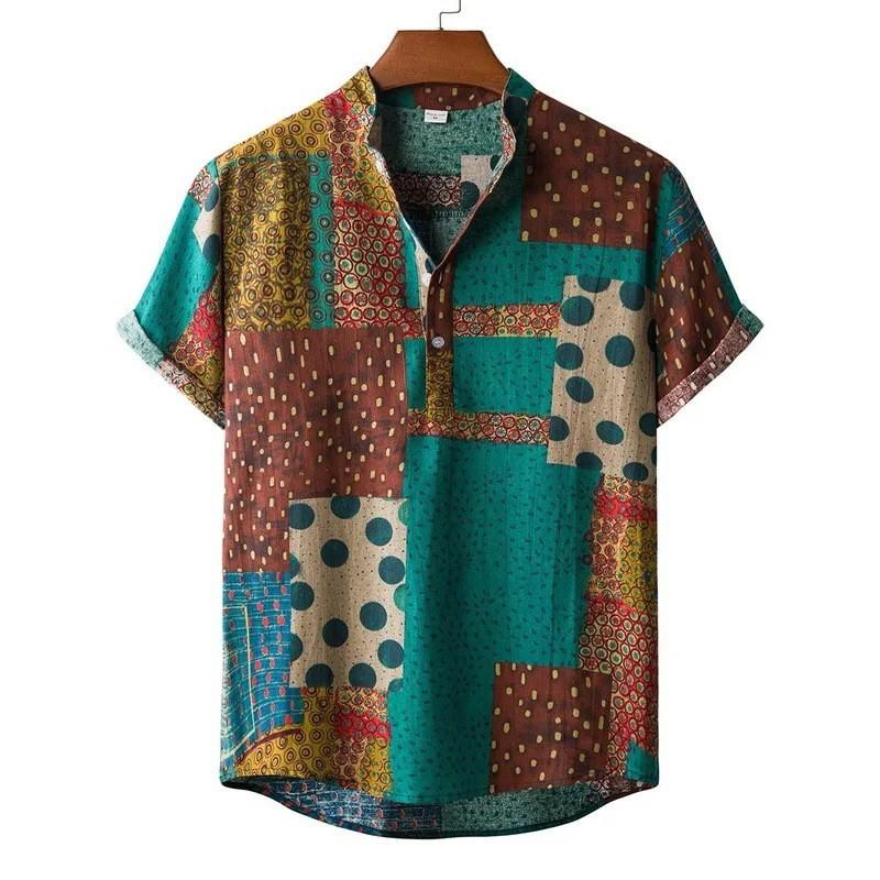 Moda Estiva Camicia da Uomo Casual Manica Corta Moda Versatile