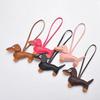 Custom Leather Keychain Cute Sausage Dog Laser Personalize Number Cartoon Puppy Kering Car Key Chain Ring for Couple