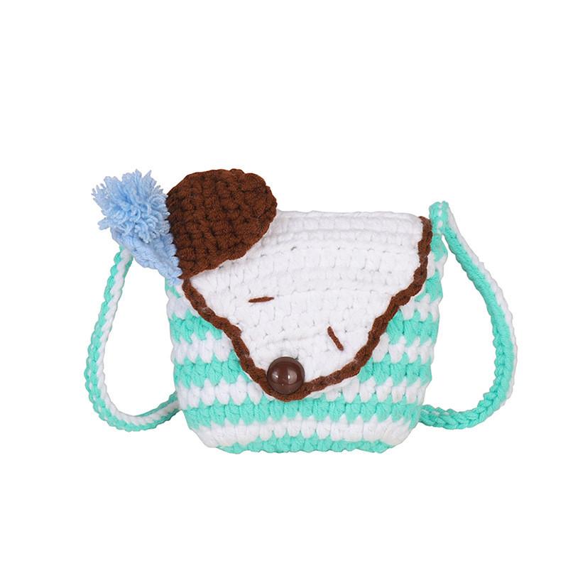 Cute Dog Knit Mini Shoulder Bag With Hook And Loop Closure For Daily Use