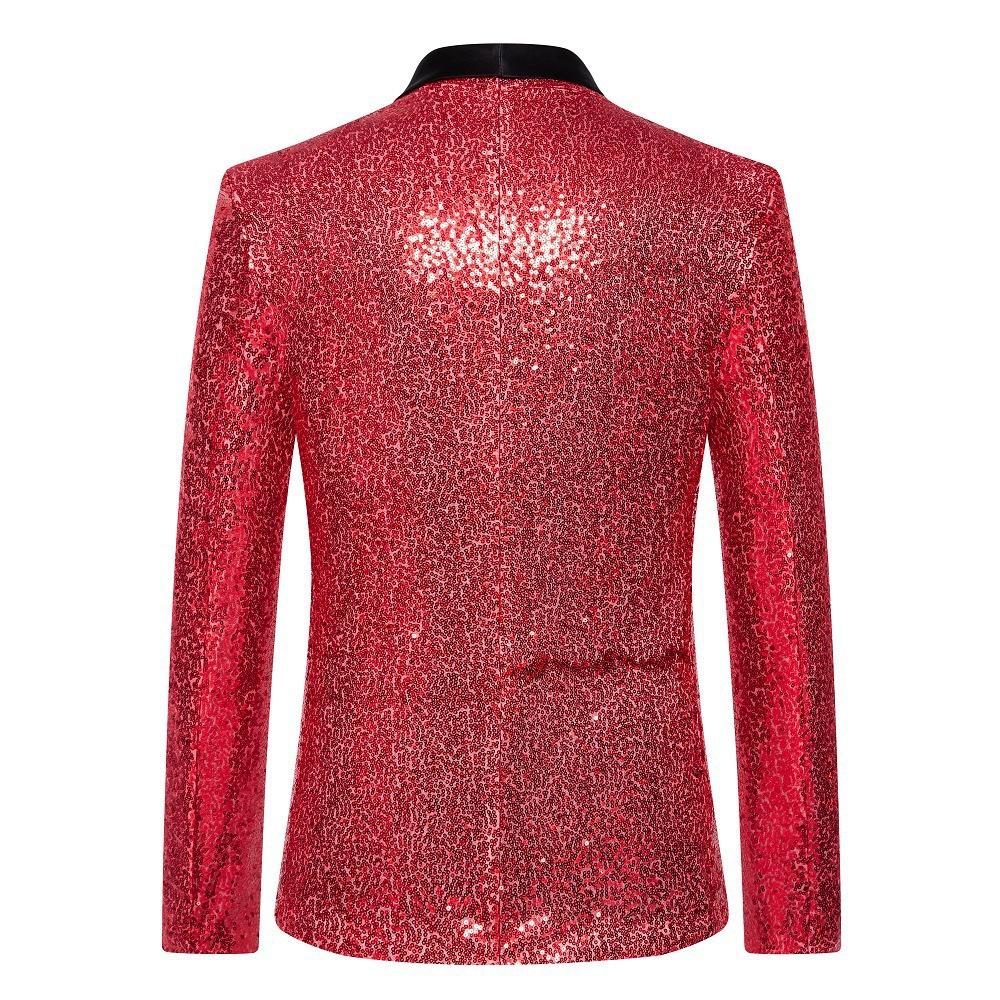 Multi Colors Men's Pearl Plate Suit Sequin Blazer Blue Silver Red Sparkly Glitter Jacket Wedding Party Stage Clothes for Men