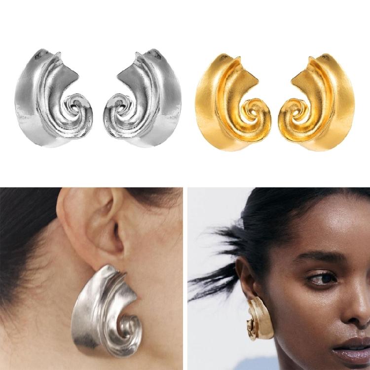 Spirals Ear Studs Irregular Shape Statement Earrings Eye Catching Ear Accessories