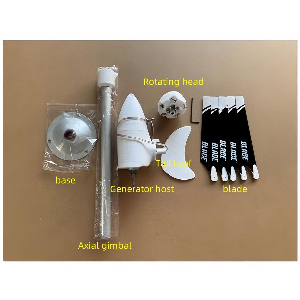Portable Vertical Axis Five Blade Wind Turbine Model Three-phase Permanent Magnet Generator with Gentle Wind Start