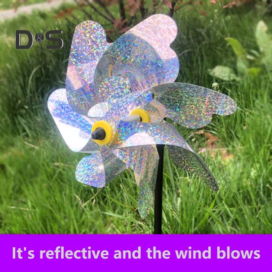 10 Stück Garten-Windrad-Vogelabwehr, 52,1 cm hoch, reflektierendes Windrad für den Außenbereich, Hofdekor, Windrad-Vogelabwehrgerät für Terrasse, Bauernhof, Obstgarten