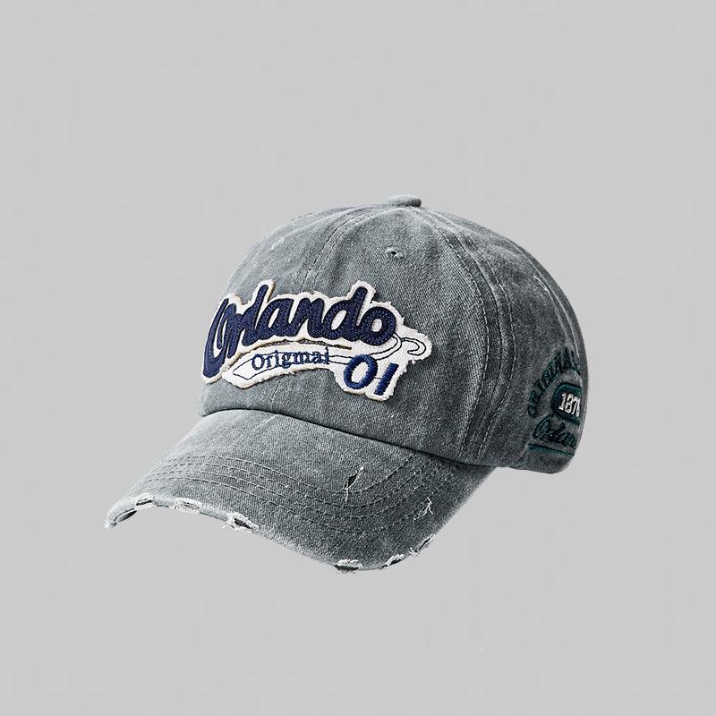 Retro Old English Baseball Cap Female Face Small Versatile Embroidery Couple Washed Peaked Cap Male