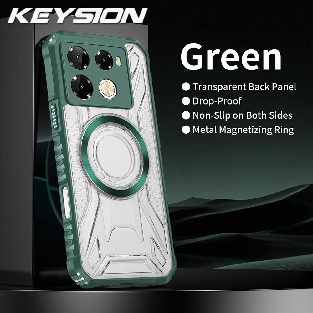 

KEYSION Прозрачный Магнитный Чехол для Infinix Note 40 Pro+5G 40 4G Сверхпрочный Ударопрочный Чехол для Телефона для Infinix Note 30 Pro 4G for Infinix Note 40 Pro 4G зелёный