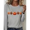 Tops for Women Pumpkin Print Costume  Round Neck Long Sleeve T-shirt Fall Casual Slim Pullover Women's Long Sleeve Top