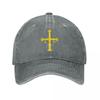 Spain Asturias Flag Baseball Cap Retro Distressed Denim Victory Cross Snapback Hat Unisex Women Outdoor Summer Caps Hat