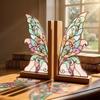 Acrylic Butterfly Wings Bookend Set Colorful Book Support with Bases Book Ornaments  For Bookshelf