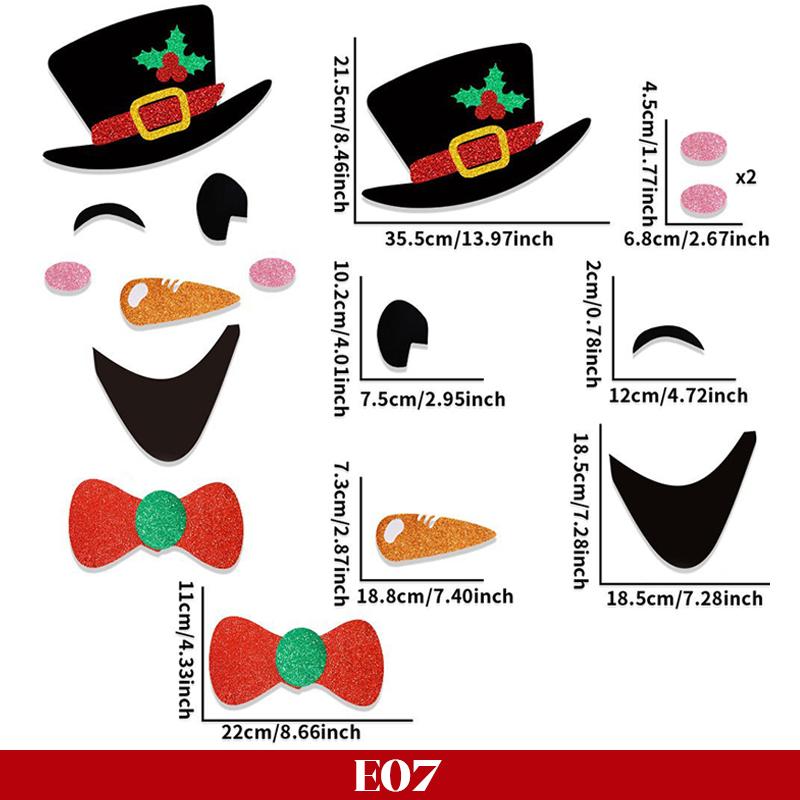 Christmas Door Window Stickers Felt Cloth Cartoon Snowman Santa Claus Elk Wall Sticker for Winter Xmas Noel Happy New Year Decor