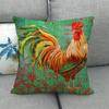 Retro Landhausstil Hahnenmuster Digitaldruck Kurzer Plüsch Kissenbezüge für Auto Sofa Büro Kissenbezug Haushaltswaren