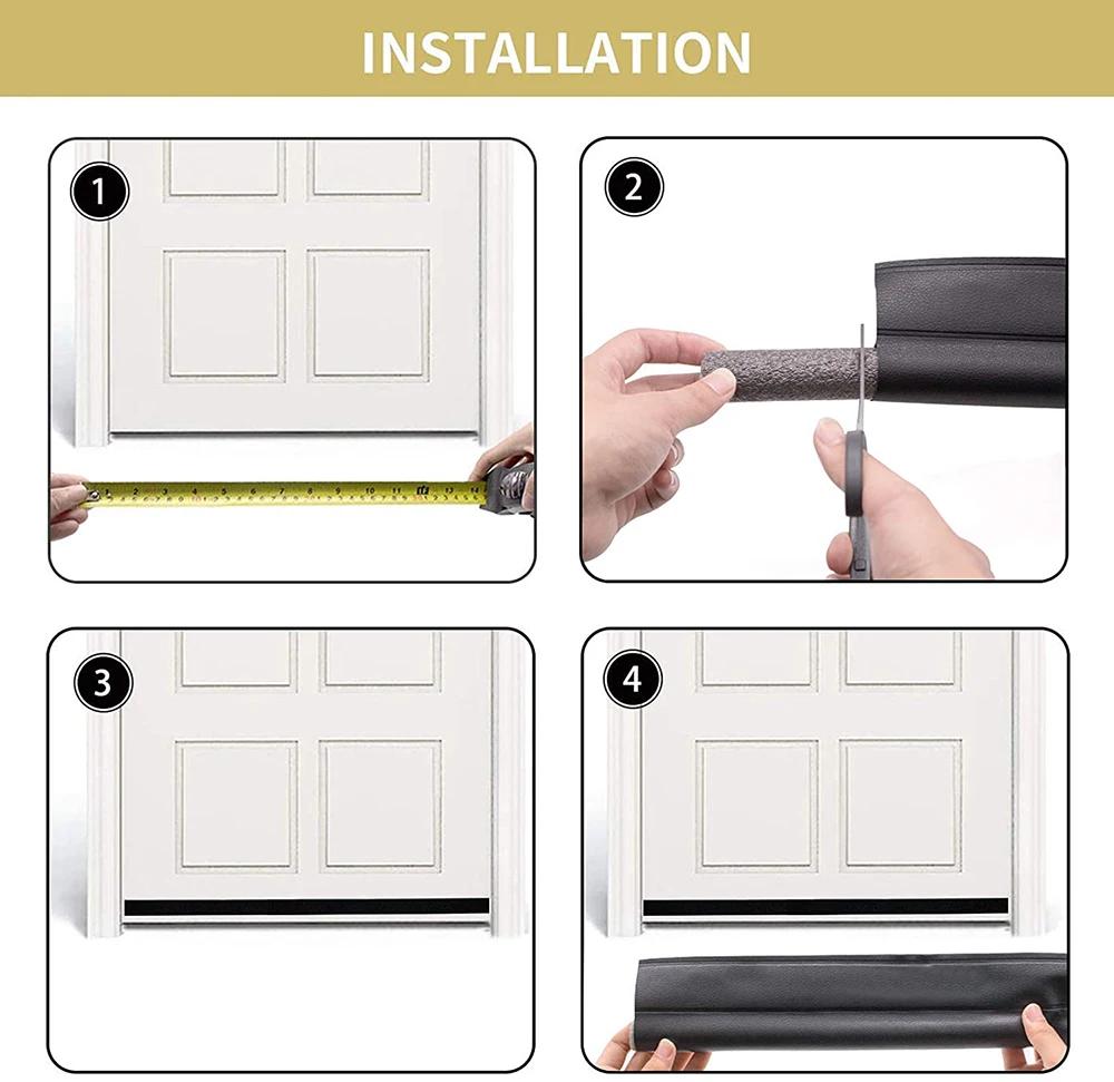 1pc Door Bottom Sealing Strip, Adjustable Weatherstrip Under Door Draft Stopper, Anti-cold One Side Foam Blocker, Weather Strip