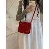 Niche Design Spring New Korean Version Bow Patent Leather Red Square Bag Versatile One-shoulder Crossbody Bag Trendy