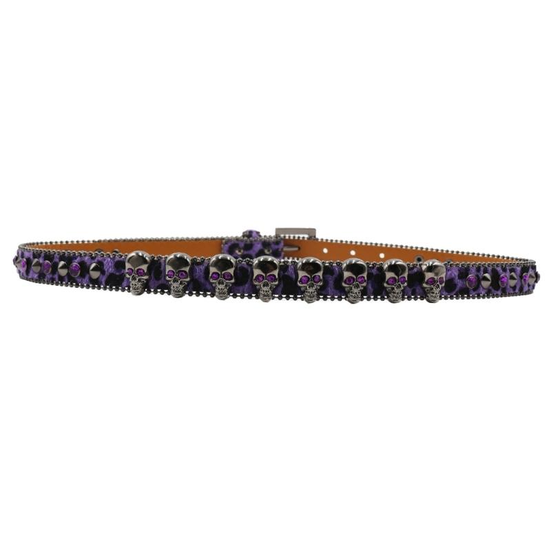 Trendy Waist Belt Studded Rhinestones Crystal for Street Dance Rivets Belt Livehouse Punk Waist Chain Skull Buckle