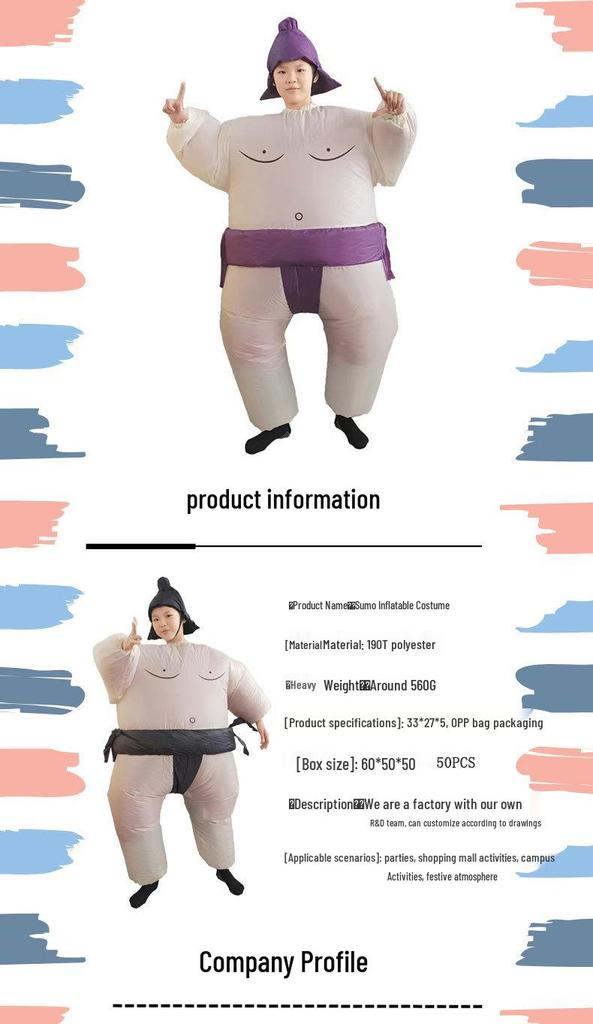 Sumo Inflatable Costume: Kids' and Adults' Cartoon Mascot for Stage Performances