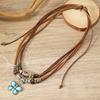 New 1-piece set of personalized fashion wax thread beaded wooden beads butterfly necklace new H