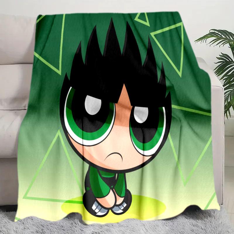 1PC The Powerpuff Girls printed blanket, all season lightweight home office outdoor nap multifunctional blanket A3