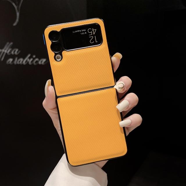 

Чехол для Samsung Galaxy Z Flip 4 3, роскошный деловой чехол из простой кожи, ультратонкий матовый противоударный защитный чехол, аксессуары for Samsung Z Flip 3 жёлтый
