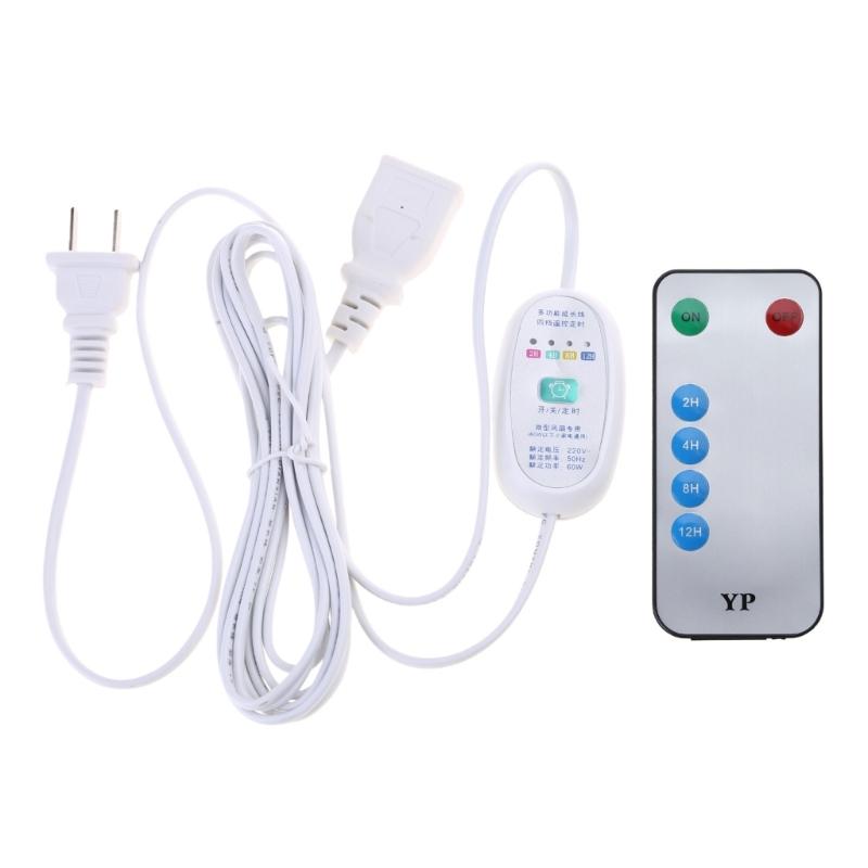 

US 2pin 2.5m 110V 220V 60W Remote Switch 2-12 Hour Timing Extension Cable for Ceiling Fan LED Light Lamp 1