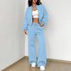 Women's 2 Piece Outfits Fall Casual Zip Up Tracksuit Long Sleeve Sweatshirt And Wide Leg Sweatpant Lounge Set