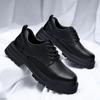 New Genuine Leather Men Casual Shoes Winter British Style Thick Bottomed Work Clothes Shoes Men Designer Large Toe Leather Shoes
