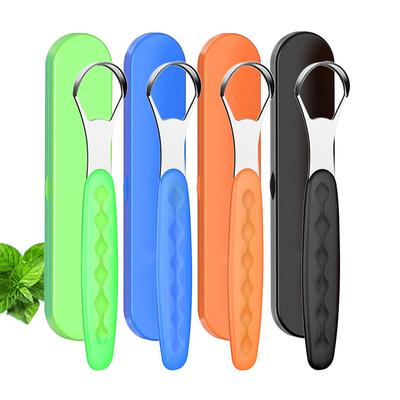 Portable Case Stainless Steel Tongue Cleaner Color Tongue Scraper Bad Breath Mouth Cleaner Board Dentisty Oral Hygiene Care