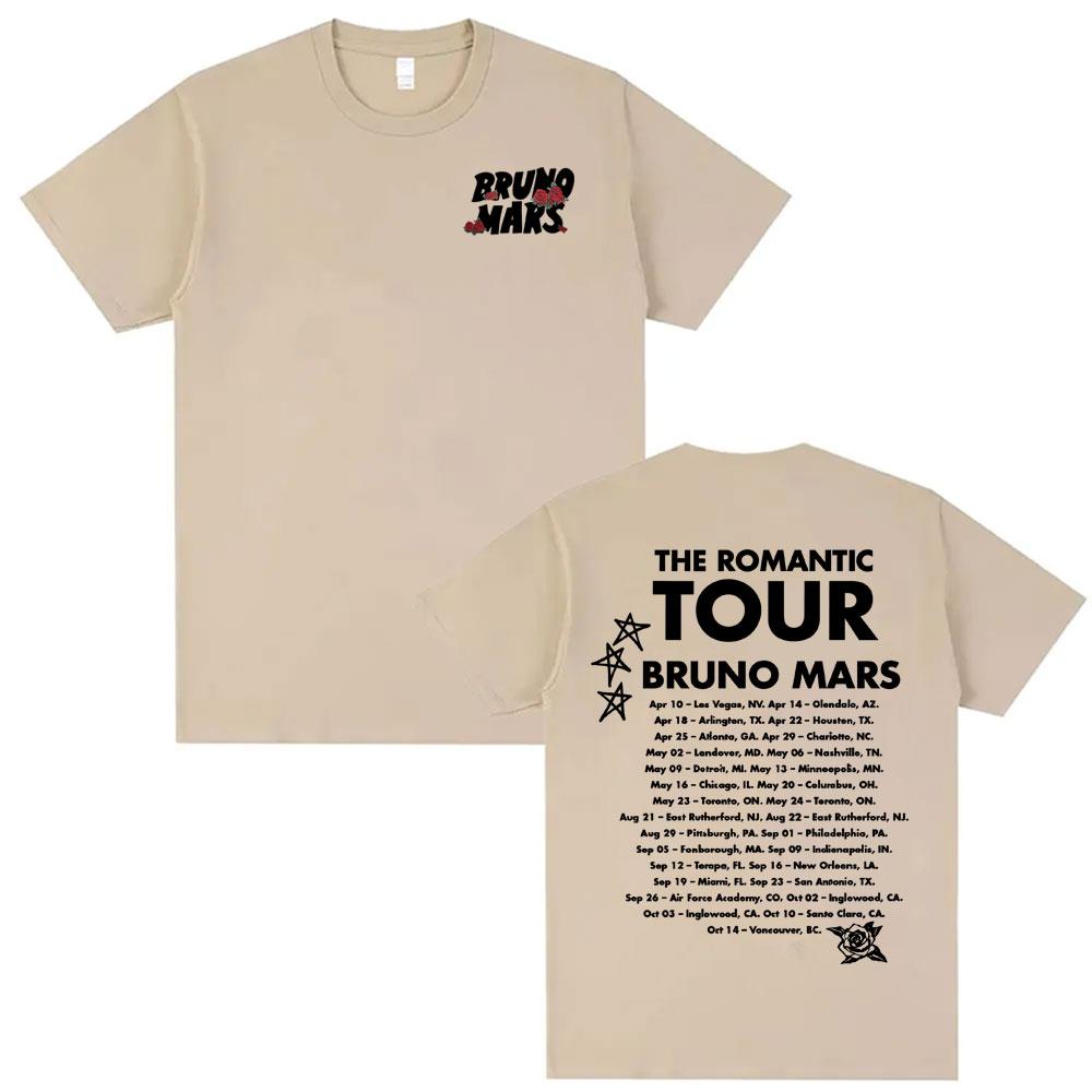 

Bruno Mars Romantic Tour 2026 Concert T Shirt Men Women Vintage Hip Hop Punk Style Tshirts Casual 100 Cotton Oversized Tshirt S