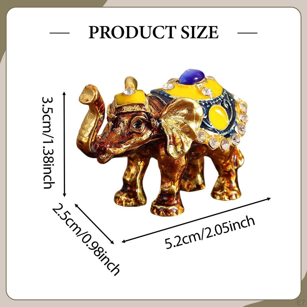 Elephant Trinket Box Figurine Art Collection for Women Metal Craftsmanship Decorative Decor