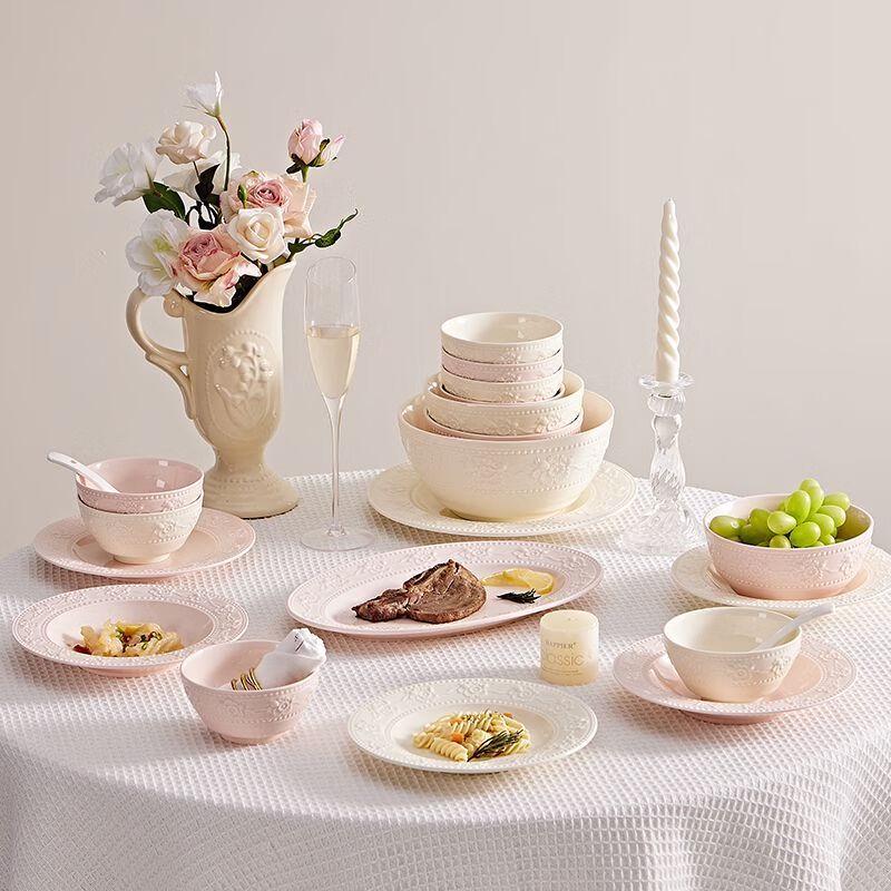 סט כלי אוכל קרמיקה מזוגגת מתחת לזיגוג Hao Ya Jingdezhen, 16 חלקים