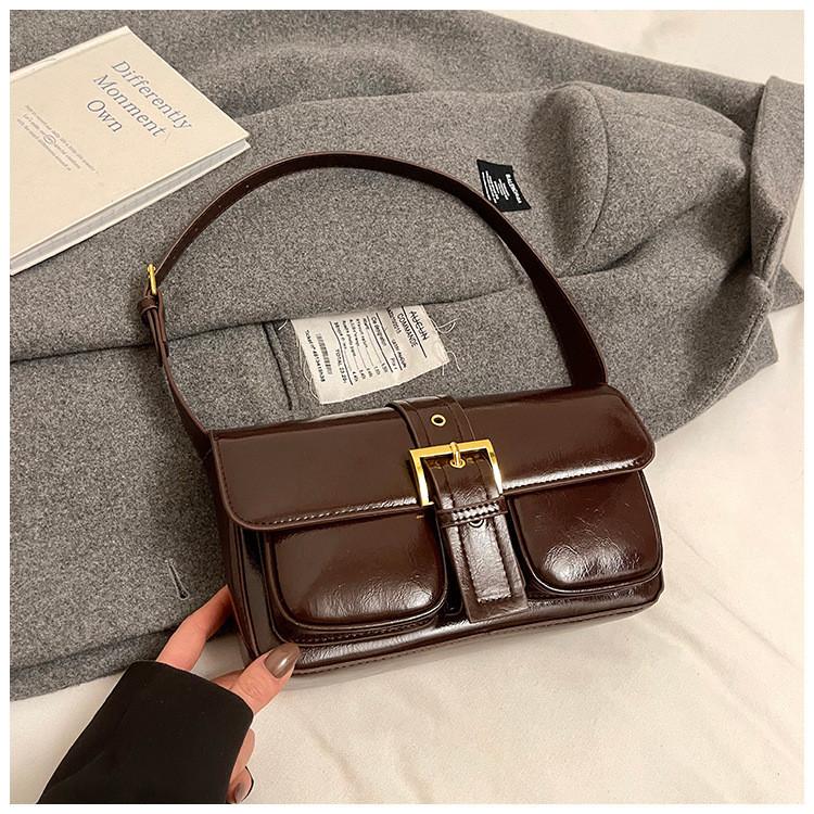 Ielgy Retro Autumn Winter All-Match Fashion Messenger Bag Ladies One-Shoulder Underarm Work Small Square Bag