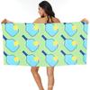Light Green Pickleball Paddle Beach Towel, Cute Cartoon Print Lightweight Microfiber Towel for Kids