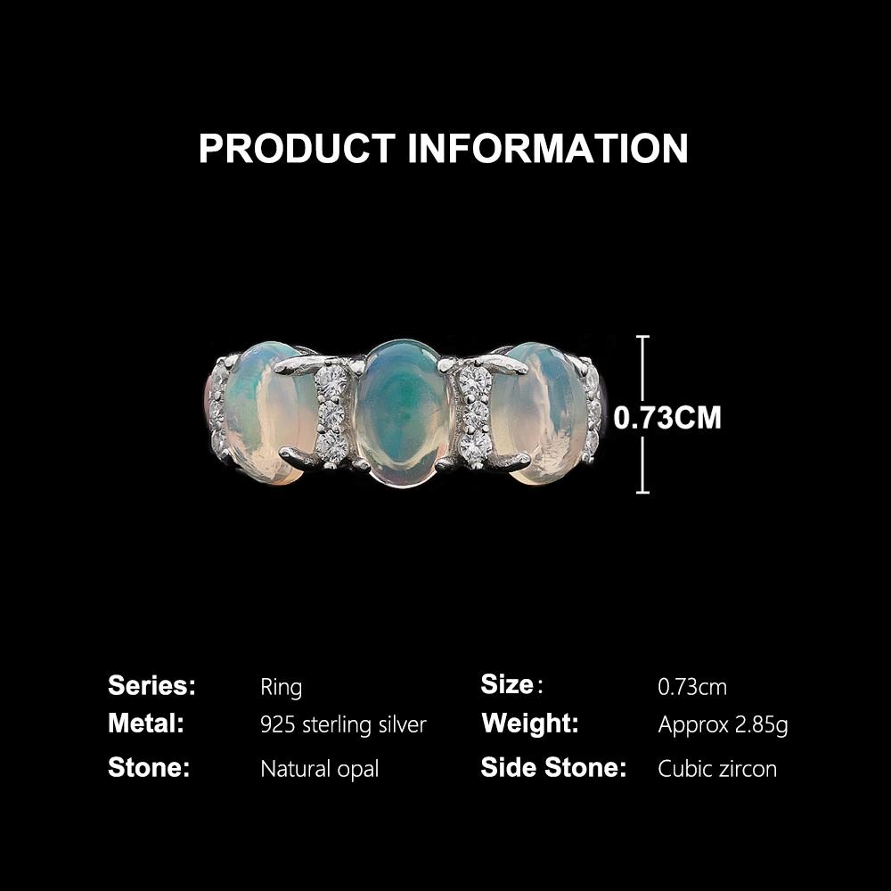 Luxury design 925 sterling silver October Birthstone Natural opal Ring fine jewelry gemstones for women birthday and party gifts