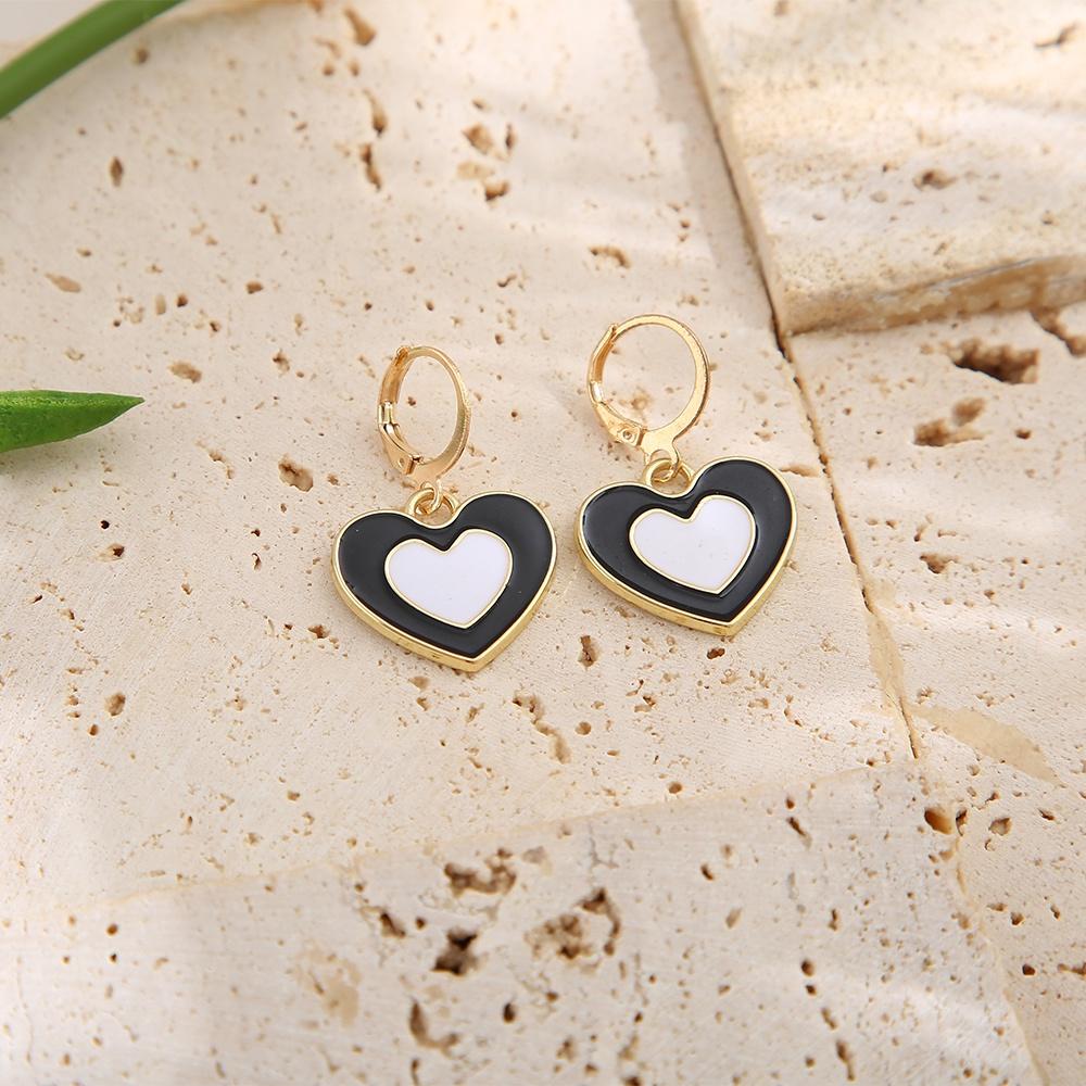 iF ME Einfache Creolen tropfen Öl Doppel Herz Anhänger Ohrring Zubehör Schmuck