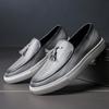 Designer Comfort Grey Patent Leather Loafter Platform Tassel Leisure Shoes for Men Walking Dress Wedding Footwear Zapatos Hombre