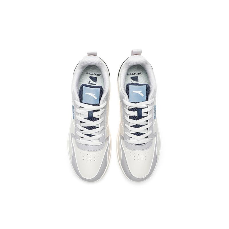 Anta Life Collection Wear Resistant And Lightweight Low Top Skateboard Shoes Men's White Gray Blue Sneakers