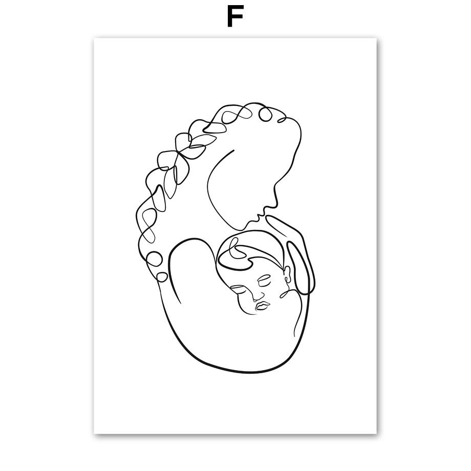 Baby Mum Dad Love Family Black White Nursery Nordic Posters And Prints Wall Art Canvas Painting Wall Pictures Kids Room Decor