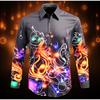 Herren Hemden mit Musiknoten-Print Langarm Lässiger Cardigan Neue Knöpfe Urlaubsmode Hemden