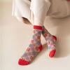 Cotton Socks Middle Tube Socks Soft Autumn Winter Red Socks New Year Women's Socks  Autumn