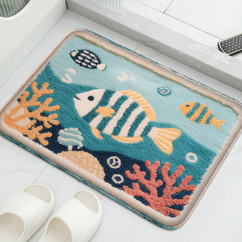 Cartoon Animal Shower Room Small Carpet Floor Mat Bathroom Mat Absorbent Foot Mat Toilet Mat Decorative Mat Soft and Comfortable