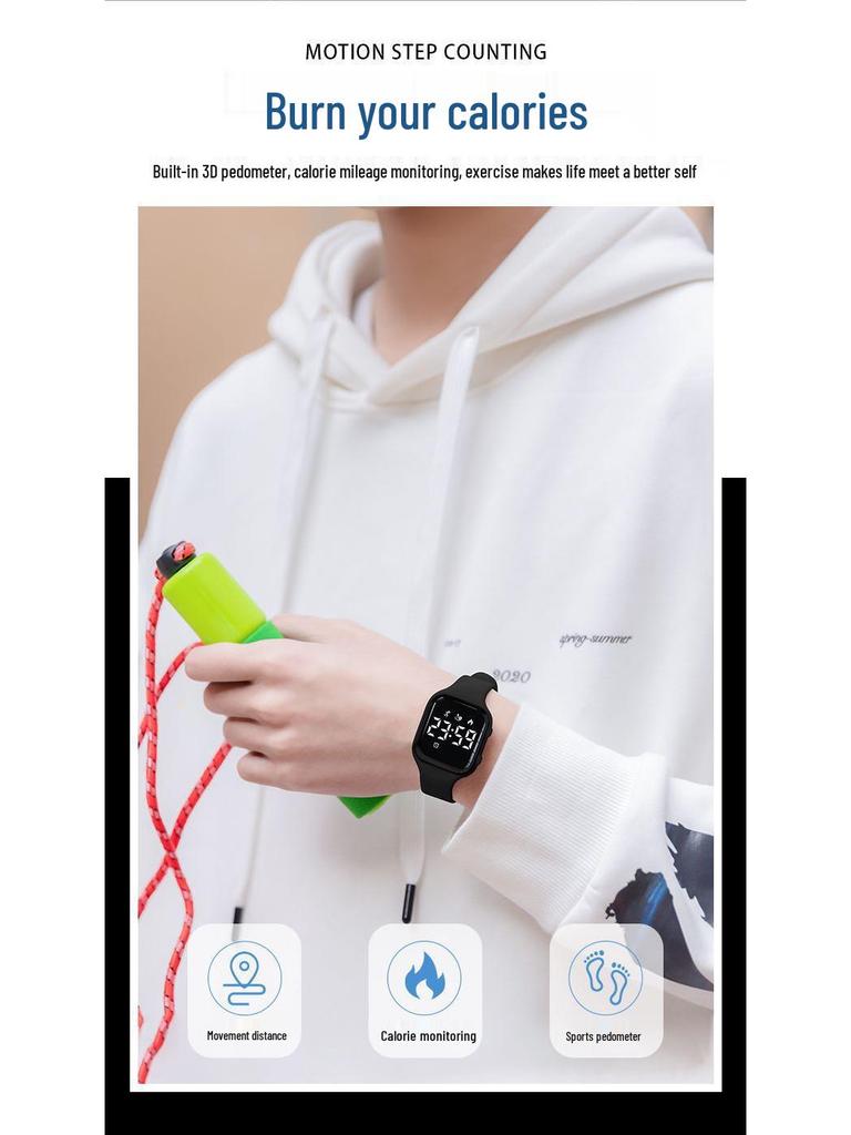 Waterproof Sport Smartwatch for Junior High Boys with Silent Alarm & Multifunctions