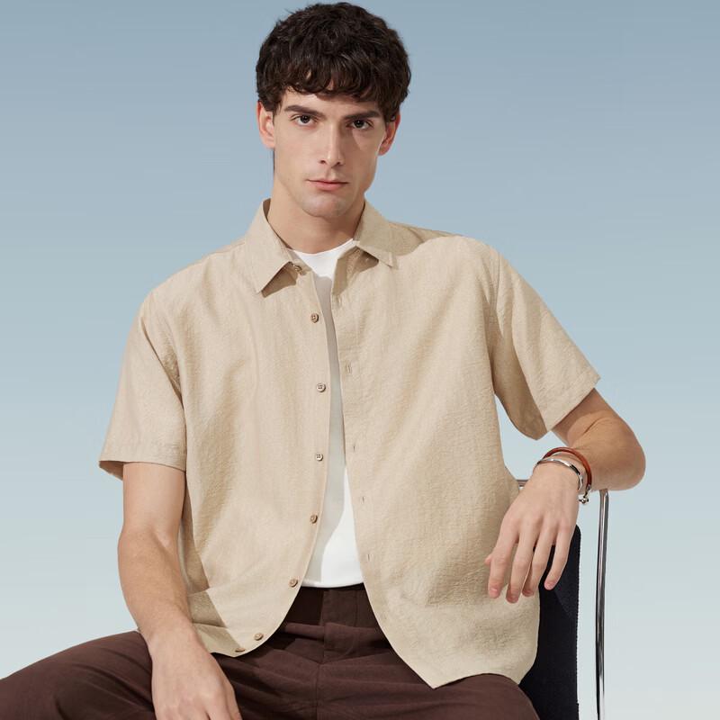 Zhuangji Men s Lyocell Blend Short Sleeve Shirt 40