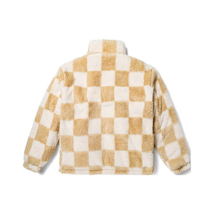 Vans Checkerboard Stand Collar Warm Reversible Jacket Women Jacket Off-White VN000F8YDJR