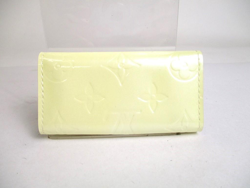 Authentischer LOUIS VUITTON Vernis Perlweiß Lackleder Schlüsselanhänger Multicles 4 Haken #a411 Aufgearbeitet