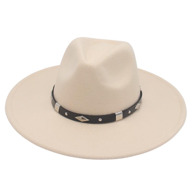 Big Brim Rhombus Metal Belt Accessories Jazz Hat Men'S And Women'S British Style Top Hat