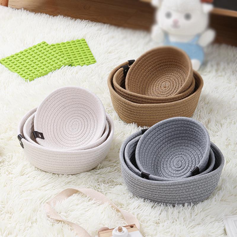 Nordic Cotton Rope Woven Storage Basket - Desktop Organizer for Sundries & Cosmetics