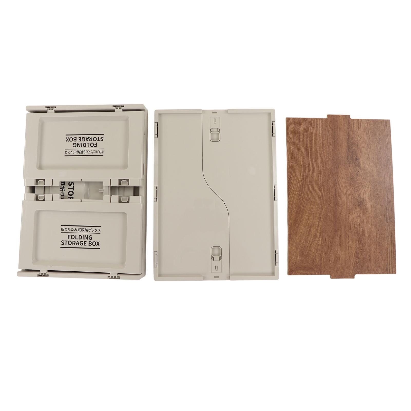 

Складные контейнеры для хранения с деревянной крышкой 50 л, многонаправленное открывание, конструкция с пряжкой, складные