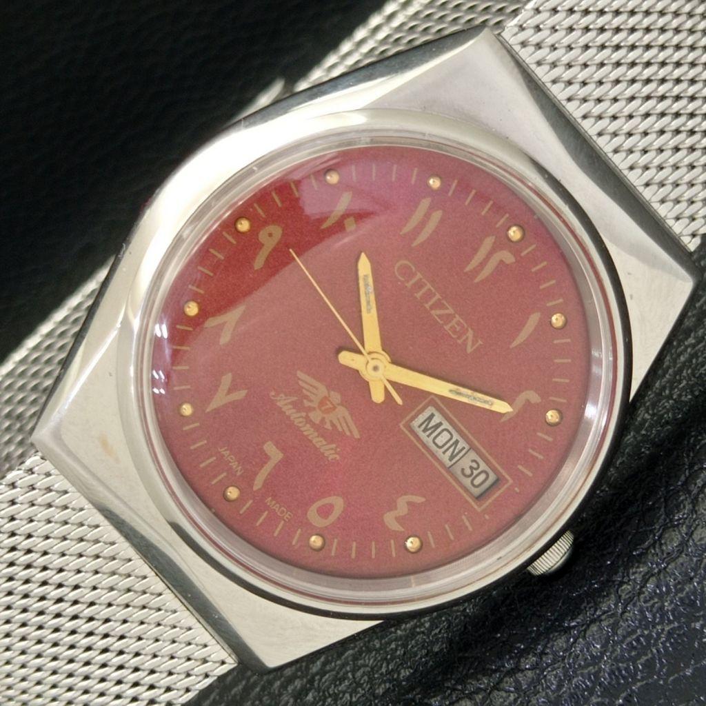 

VINTAGE CITIZEN AUTOMATIC 8200 JAPAN MENS RED COLOR DIAL WATCH a436264-2 R128-a436264