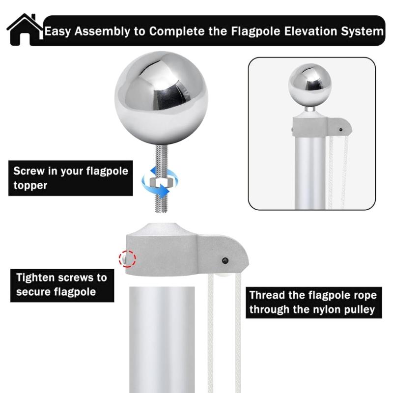 Outdoor Large Flagpole Chesses Hat Parts Repair Caps Replacement Tool Accessories Truck Pulley Metal Poles Caps Accessories