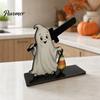 Wooden Roll Paper Stand Halloween Napkin Holder, Spooky Rustic Holder Towel for Home Kitchen Bathroom Countertop Dining Table Decor